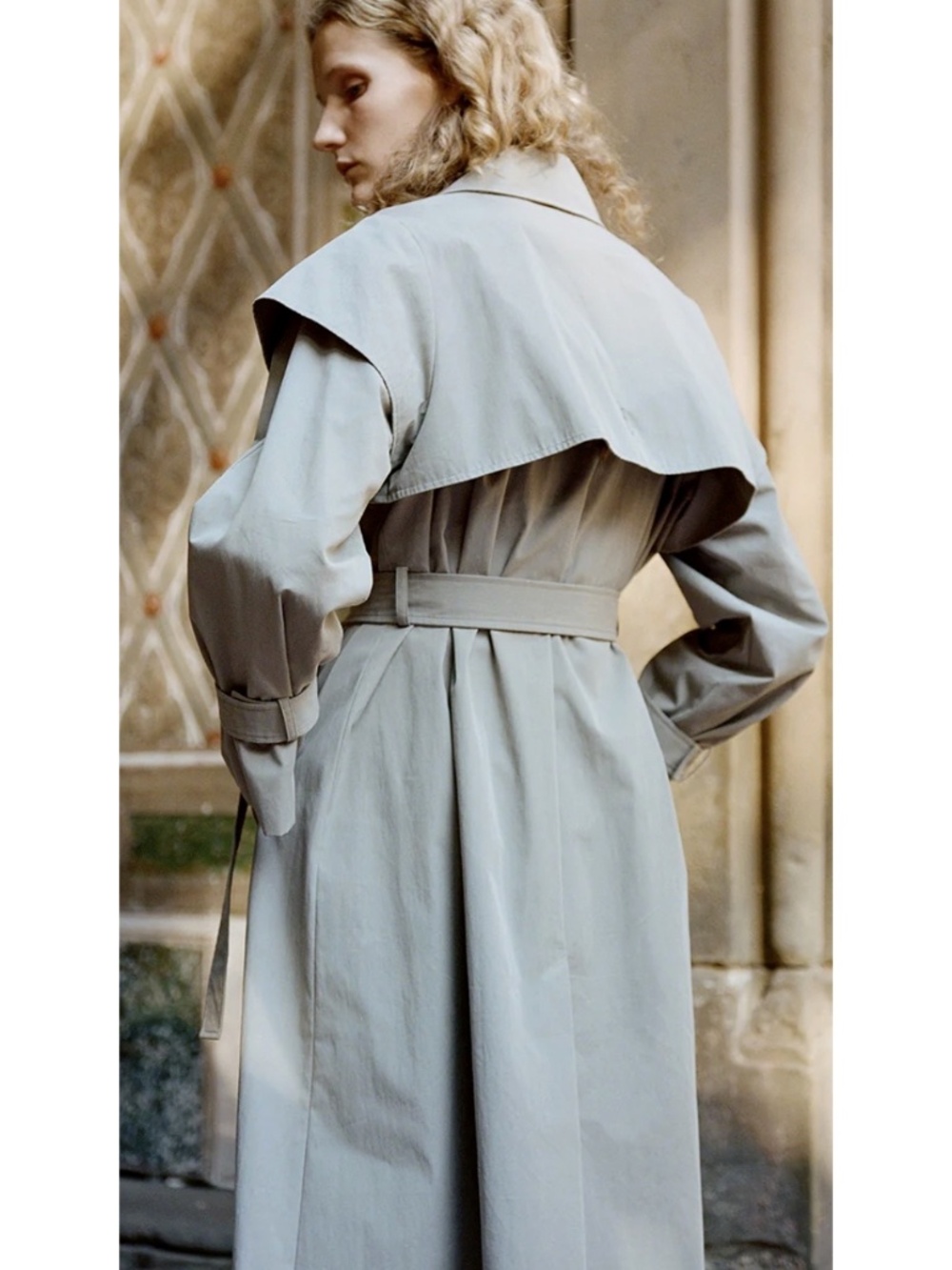 eon Designer Trench Coat Belted Oversized Luxury Long Coat Size Small - Picture 3 of 9